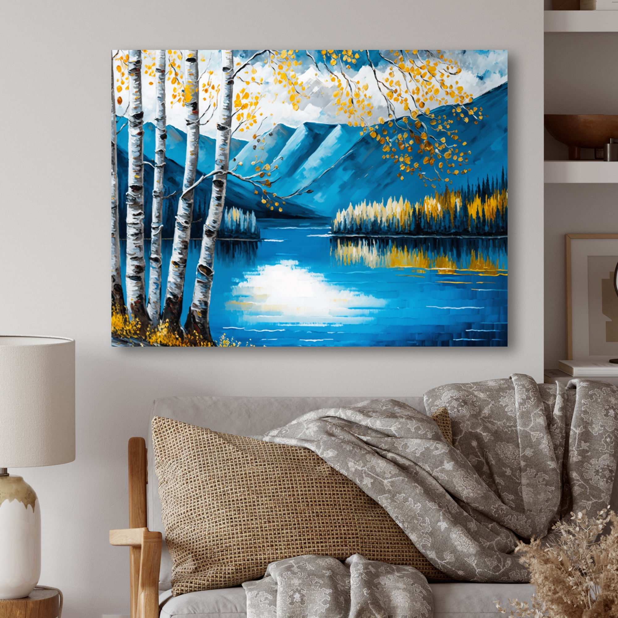 Designart Lake View In The Fall Canvas Wall Art