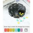 thumbnail image 4 of Weekly Pill Organizer, 1 Pack Portable Pill Box Medicine case 6 Colors (Seven Day) New Edition for Vitamin/Fish Oil/Pills/Supplements-Arthritis Friendly (Black), 4 of 5