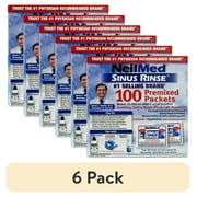 (6 pack) NeilMed Sinus Rinse Premixed Saline Packets – 100 Count, pH Balanced, Preservative-Free