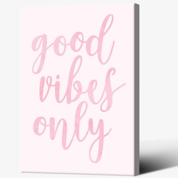 Funky Pink Prints Picture Good Vibef Only Poster Positive Affirming Quotes Prints Painting Trendy Minimalist Girl Room Canvas Wall Art For Apartment Bedroom Living Room