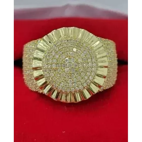 3Ct Round Cut Moissanite Men's Pinky Engagement Ring 14k Yellow Gold Plated