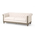 thumbnail image 4 of Harper & Bright Designs 3-Seat Chesterfield Sofa with Rolled Arms, Upholstered Mid-Century Loveseat Sofa with Padded Seat, Button Tufted Sofa with Nailhead Trim, Beige, 4 of 11