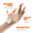 thumbnail image 3 of FELTECHELECTR Healifty - 1 par de guantes con protección UV, antideslizantes, de medio dedo, para ciclismo, conducción al aire libre (caqui), 3 of 4