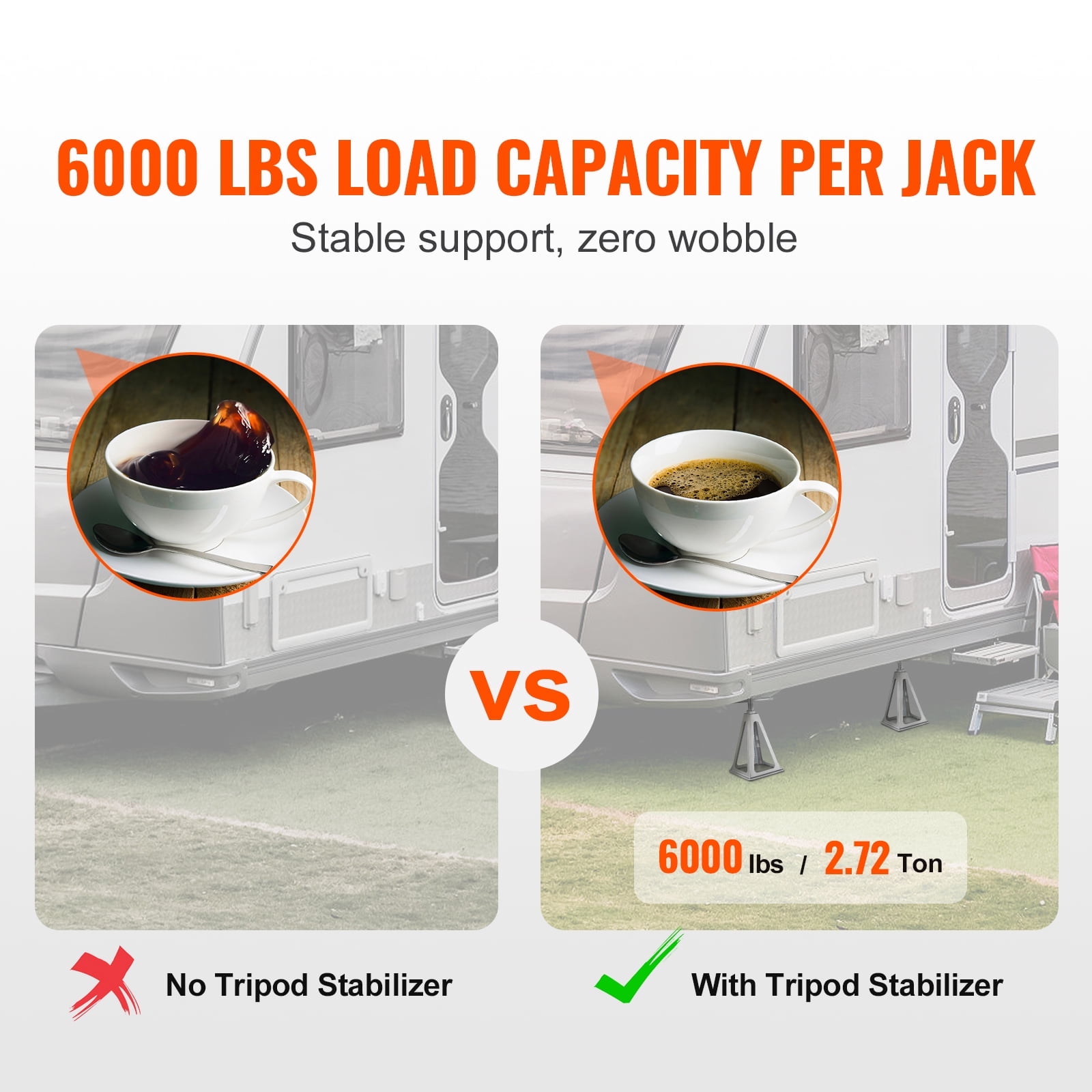KFFKFF RV Stabilizer Jacks, 4-Pack, Crafted from Aluminum, Ideal for Camper Trailers, Single Screw Jack with Load Bearing of 6000 Lbs, Adjustable Height from 11 to 17 inches