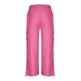 thumbnail image 5 of DeHolifer Womens Cargo Pants Plus Size Solid Color Elastic Waisted Casual Ttrousers with Pocket Hot Pink L, 5 of 7
