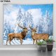 thumbnail image 1 of Tapiz navideño colgante de pared fuera de la ventana, Paisaje de nieve, bosque, invierno, dormitorio, sala de estar, decoración del hogar, tela, 1 of 4