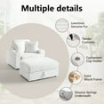 thumbnail image 4 of DREAMISDEA Oversized Accent Chair with Storage Ottoman & Cup Holder, Faux Fur Upholstered Sofa Bed Indoor Chaise Lounge Chair for Living Room, Comfy Large Arm Chair Reading Seat - Beige, 4 of 6