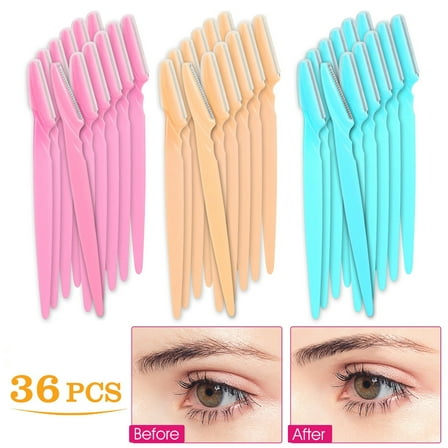 Eyebrow Trimmers Razor, Moclever 36PCS Women Facial Shaver Hair Remover Tool,Gift for Girls/Mother Includes a Wooden Beads Bracelet