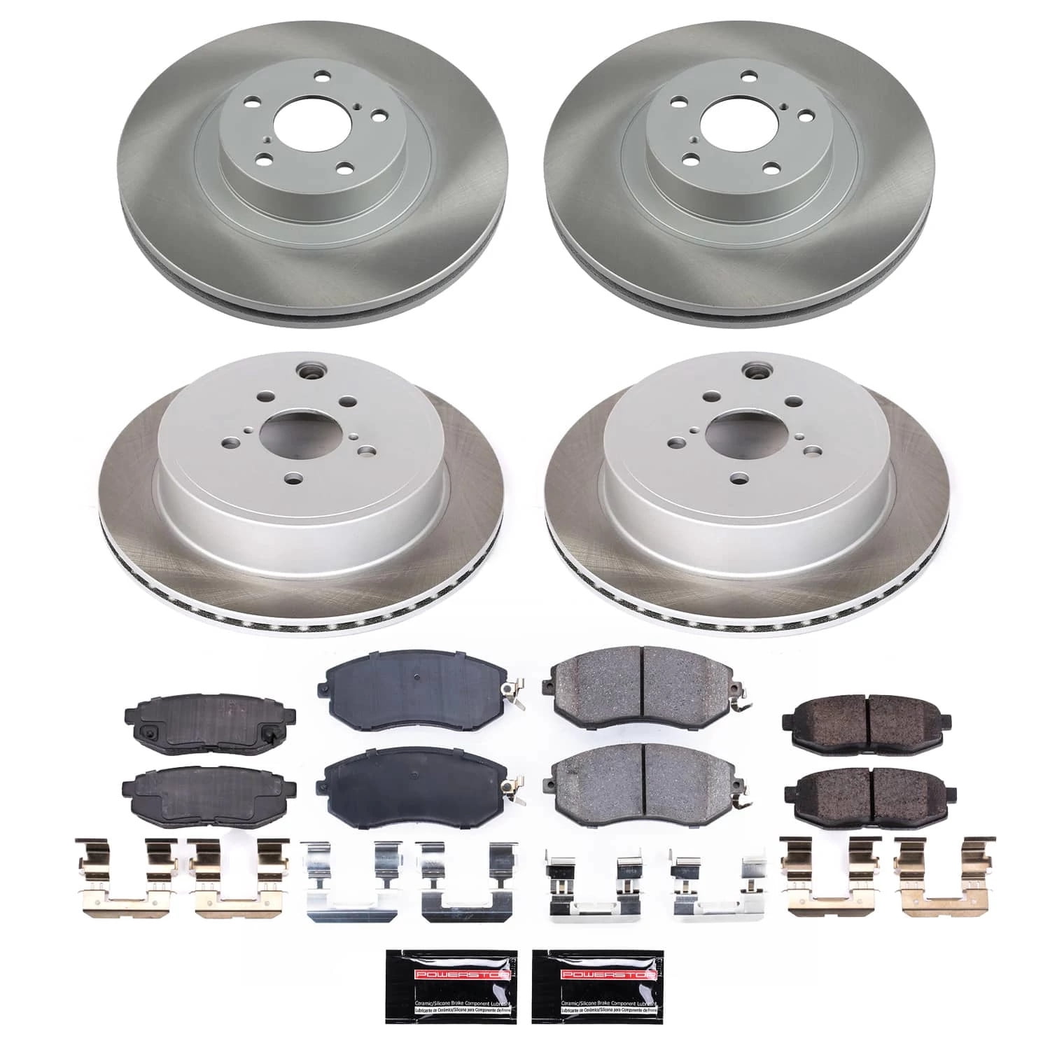 PowerStop Front and Rear Semi-Coated Rotor and Low-Dust Ceramic Brake Pad Kit SC6164