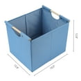 thumbnail image 4 of Unique Bargains Fabric Storage Bin with Wooden Handles Blue 15*12.8*12.8, 4 of 6