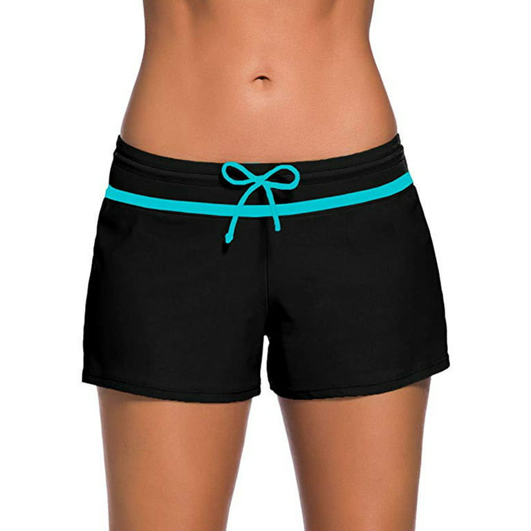 LELINTA Women's Swim Shorts Solid Swimsuit Bottoms Quick Dry Swim Board  Shorts with Adjustable Swimwear Trunks