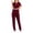 Wine, variant on Azrian Ladies Uniform Set, Scrub Top and Pants Sets Women's Solid V-neck Short Sleeved Pocket Long Pants Protective Work Suit Short Sleeved V-neck Top/shirt