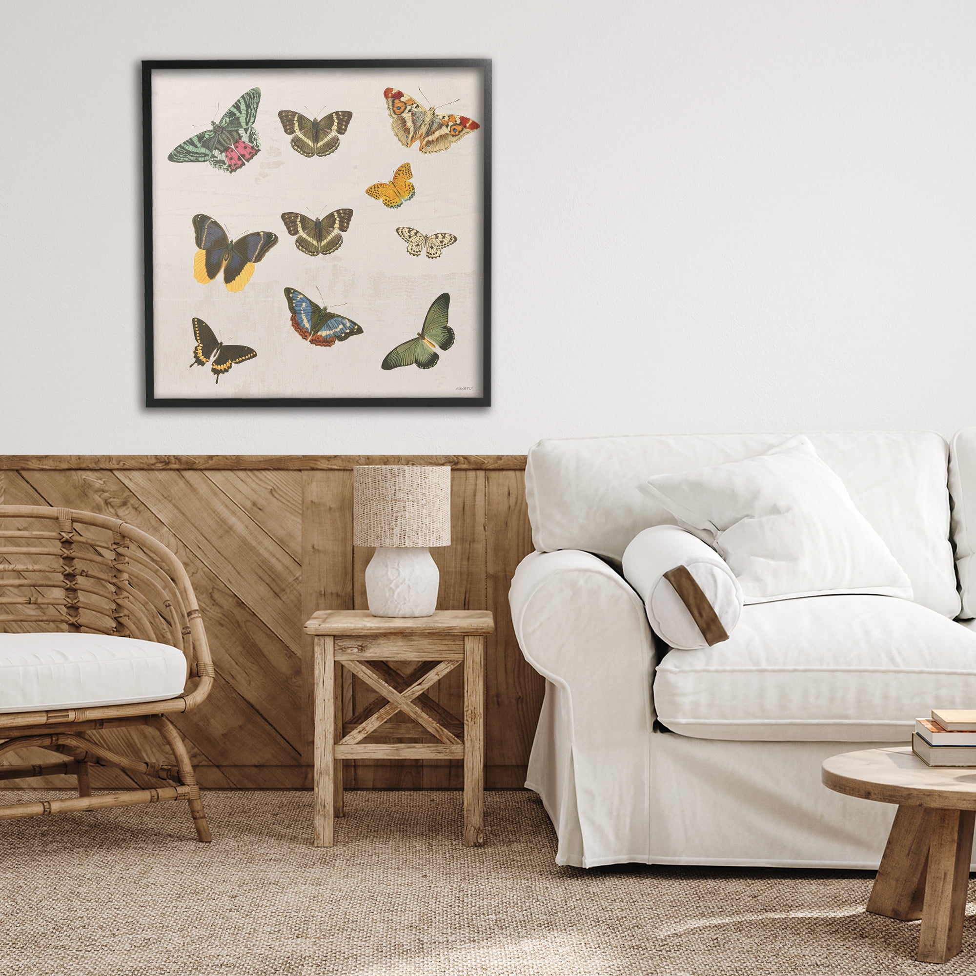 Stupell Industries Antique Butterfly Flight Black Framed Giclee Art, design by Dan Meneely