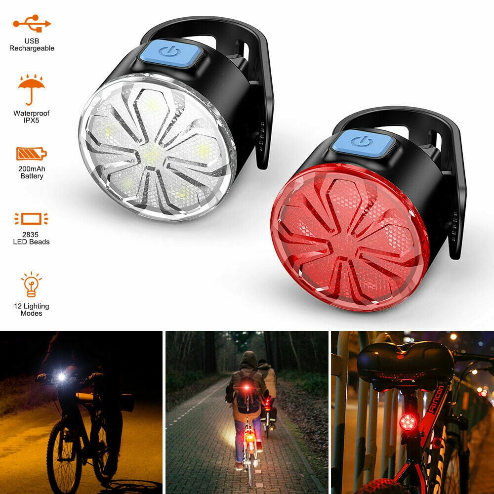 USB Rechargeable Tail Light Details about   6 Modes Bike Headlight LED Bicycle Front Head Light 