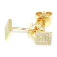 thumbnail image 4 of 14k yellow Gold 0.11Ct Round Diamond square stud Earrings Push Back Fastening, 4 of 11