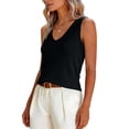 thumbnail image 6 of Lumtrix Women Summer Tank Tops 2026 Basic Sleeveless V Neck Lightweight Knit Sweater Vest Beach Vacation Going Out Shirts Black One Size, 6 of 6