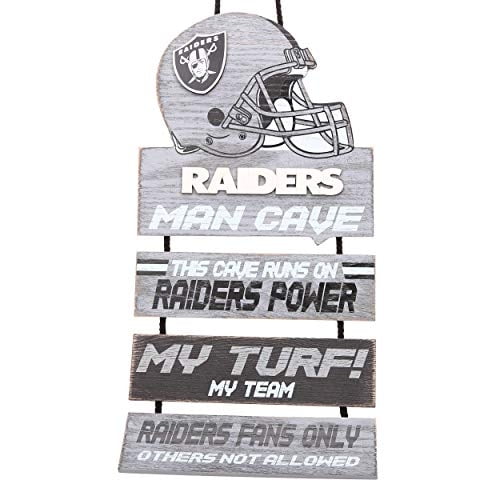 Letrero de madera con diseño de cueva para hombre de los Oakland Raiders de la NFL, 52 x 28 cm