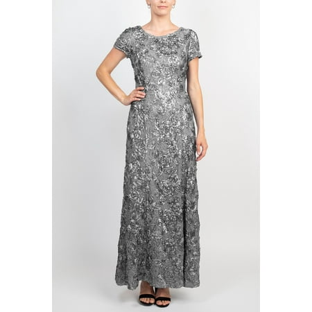 Alex Evenings Women's Rosette a Line Gown Purple Size 10