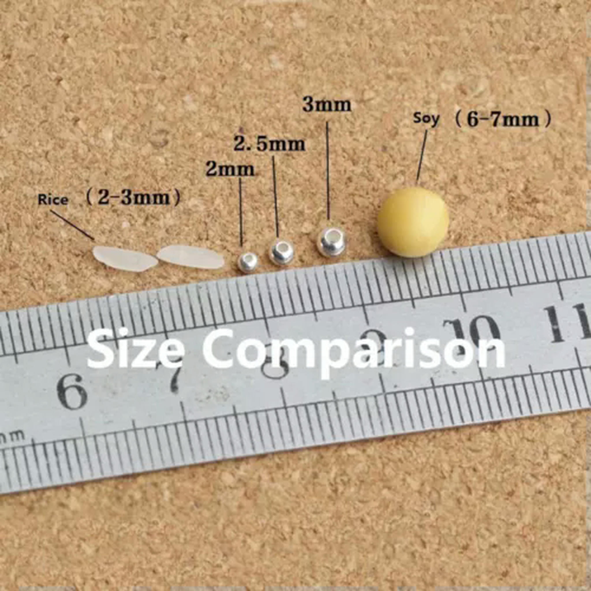 HOOUN 925 Sterling Silver Round Ball Beads Small Hole Seamless Bulk Jewelry 2mm-18mm-2.5MM (50 PCS)