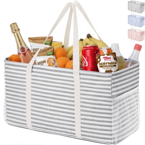 Lifewit Extra Large Tote Bag, Reusable Grocery Bags with Metal Wire Frame and Handles