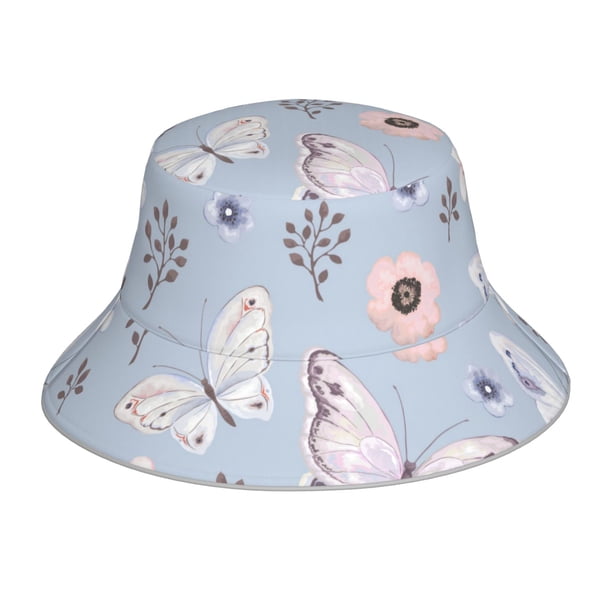 Fotbe Blue Butterfly Sombrero Tipo Pescador con Estampado – Sombrero de Sol de Algodón de Moda para Playa, Golf, Pesca