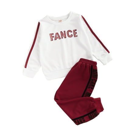

4T Baby Girl Clothes Baby Girl 2PCS Outfits Long Sleeve Letter Print Round Neckline Tops Pants Set Red 4-5T Baby Girl Fall Winter Clothes