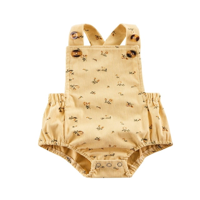 Combinaison Imprimée Sans Manches pour Bébé Filles, Col Carré, Boutons, Taille Élastique, Triangle