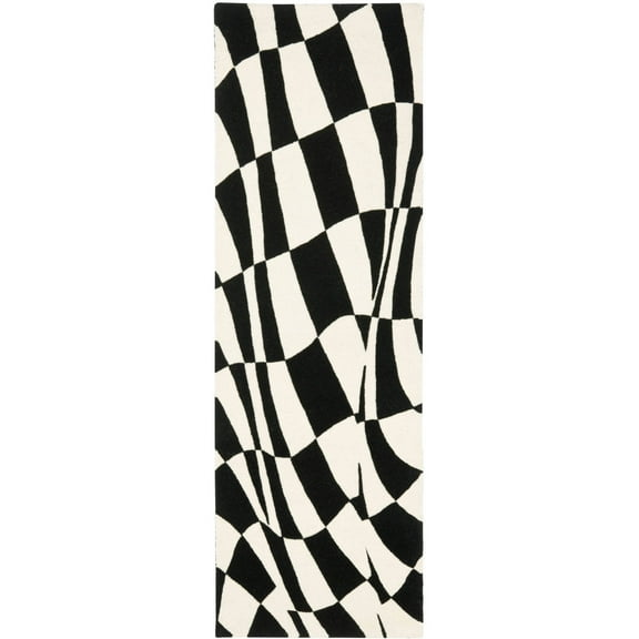 SAFAVIEH Soho Samantha Abstract Wool Runner Rug, Black/Ivory, 2'6" x 8'