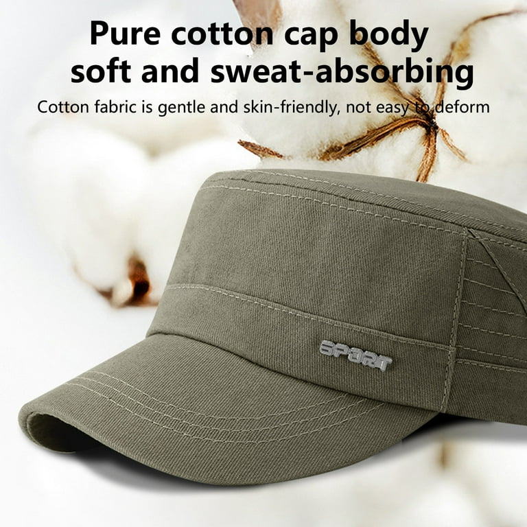 Shenmeida Quick Dry Sweat-absorbing Flat Top Cadet Caps Adjustable