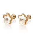 thumbnail image 3 of Aretes de oro 14k GIALLO Broquel Agua de flor de oro amarillo brillante con madre perla y circonia, 3 of 4