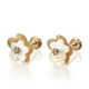 thumbnail image 3 of Aretes de oro 14k GIALLO Broquel Agua de flor de oro amarillo brillante con madre perla y circonia, 3 of 4
