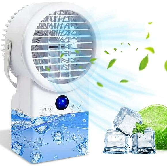 Portable Air Conditioner Fan, 4 in 1 Personal Air Conditioner Cooler with Timing, 3 Speeds Mini Air Conditioner Portable, Quiet Desk Air Conditioner Fan Portable AC Unit with 7 Colors Light