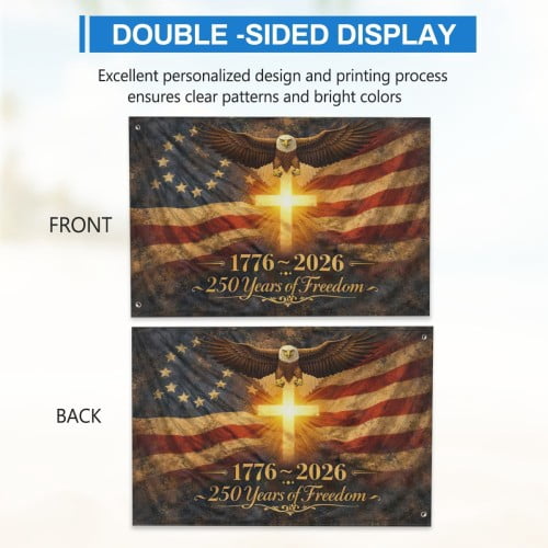 USA 250th Anniversary Flag Double-Sided 6x4 Ft American Independence 1776–2026 Celebration Flag 250 Years Birthday Patriotic Banner for Indoor Outdoor Decor
