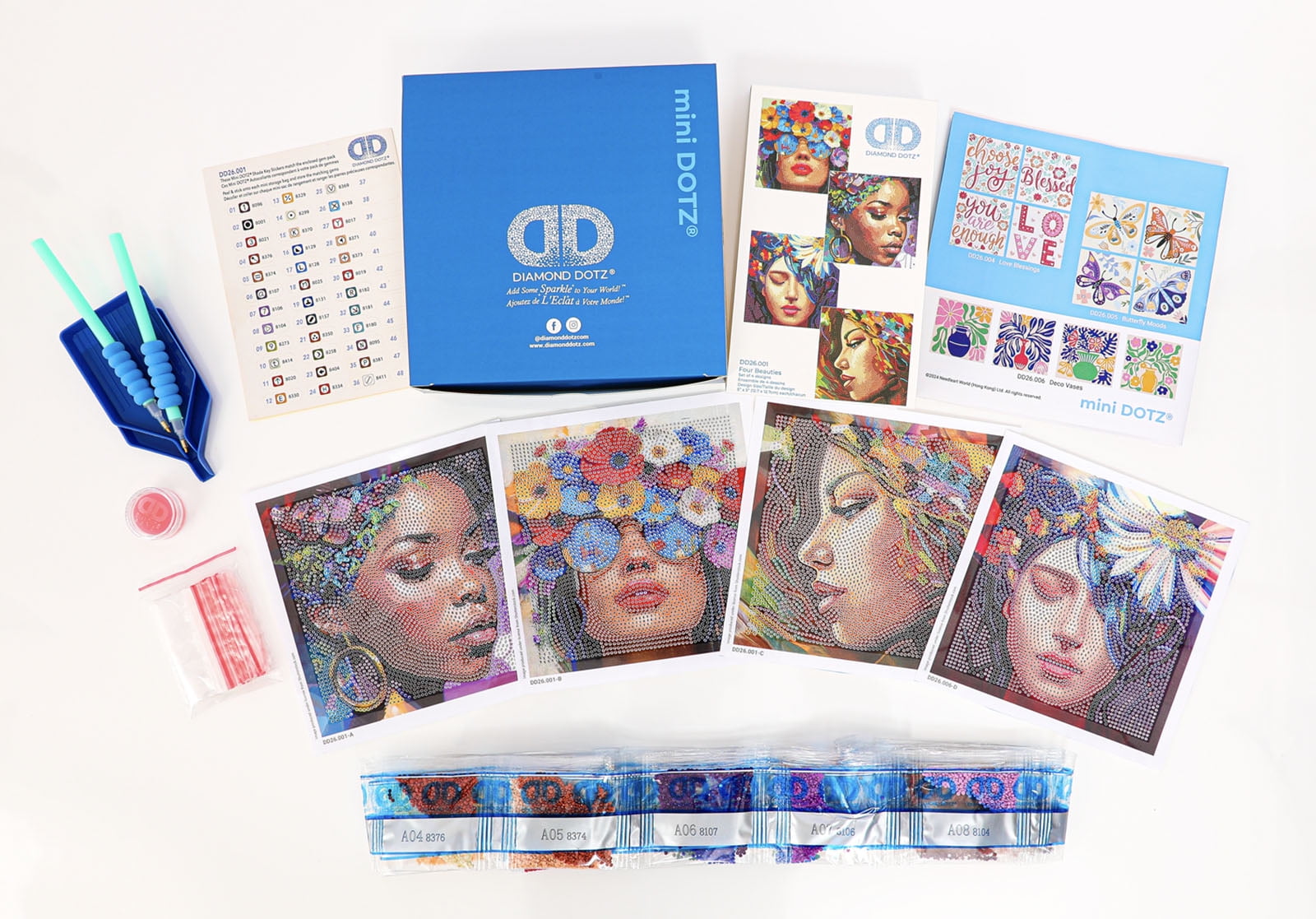 Diamond Dotz Mini Four Beauties Diamond Painting Kits for Adults - Fashion Diamond Art Kits a Relaxing Creative Craft Kit with Dotz Gems 5x5