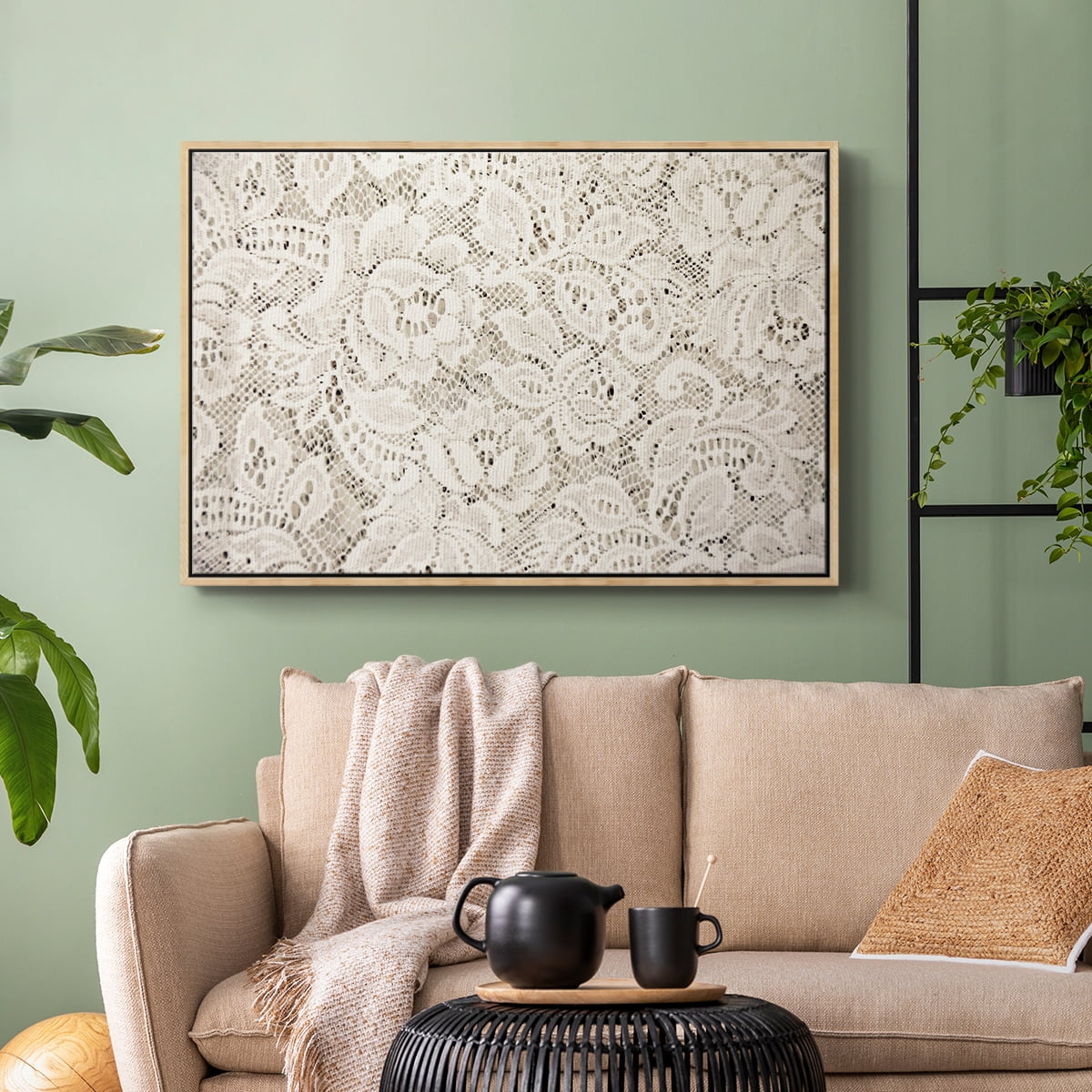 Vintage Abstract Print-XX Framed in Natural Wood Wood Gallery Wrapped Canvas 27 in. x 41 in.