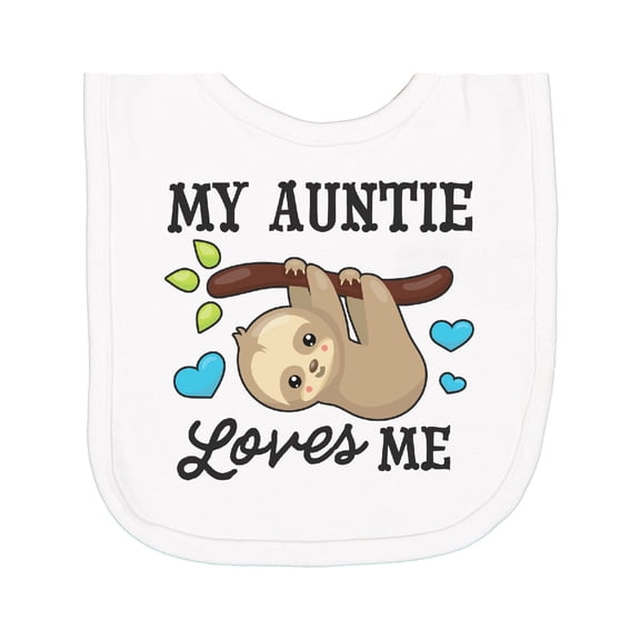 Inktastic My Auntie Loves Me with Sloth and Hearts Newborn Bib