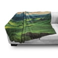 thumbnail image 2 of Tuscany Soft Flannel Fleece Throw Blanket, Tuscany Spring Rolling Hills on Sunset Agriculture Farmlands Volterra Italy, Cozy Plush for Indoor and Outdoor Use, 60" x 80", Seafoam Green, by Ambesonne, 2 of 5