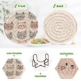 thumbnail image 4 of Yayeee 6 PCS Drink Coasters with Holder Set Woven Absorbent Round Tabletop Hot Pad, Gray Cat Pattern, 4 of 7