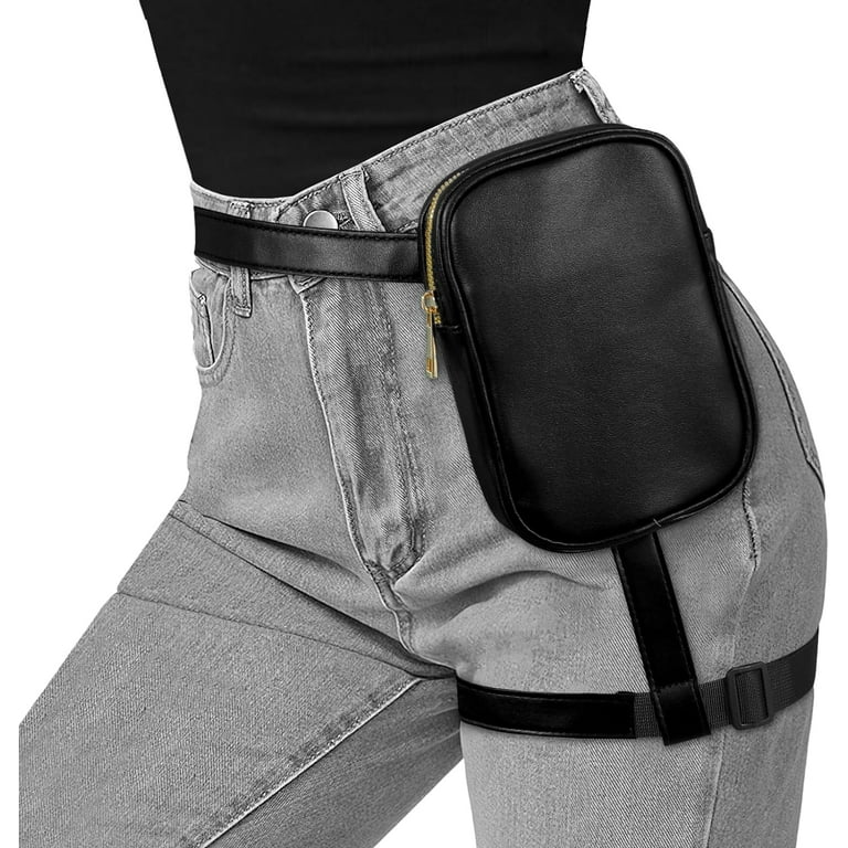 Thigh Harness Leg Bag Fanny Pack for Women Leg Purse Drop Leg Bag A Black