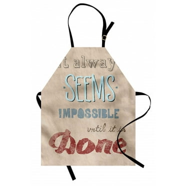 Motivational Apron Vintage Display with Wise Words About the Importance of Persistence, Unisex Kitchen Bib Apron with Adjustable Neck for Cooking Baking Gardening, Blue Ruby Pale Brown, by Ambesonne