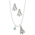 thumbnail image 1 of Delight Jewelry March - Hot Blue Crystal Bicone Silver tone Zig Zag Christmas Tree Charm Necklace and Stud Earrings, 1 of 4