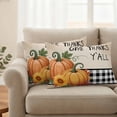 thumbnail image 2 of Pumpkin Fall Outdoor Waterproof Pillow Covers, Thanksgiving Sunflower Y'all Checkered Decorative Rectangle Throw Pillowcase Sofa Cushion Sham for Patio/Couch/Chair, 20"x12" 2 Pack, 2 of 8
