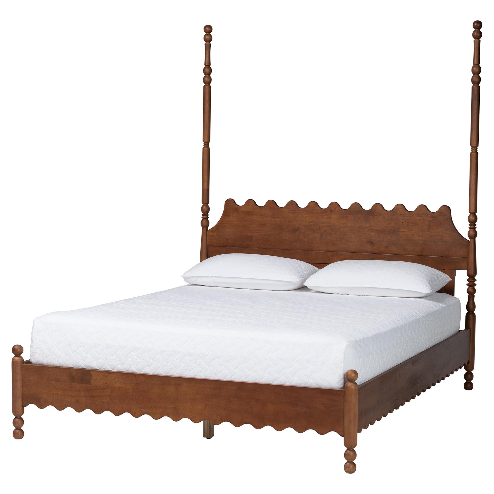 Baxton Studio Hoffman Modern Farmhouse Platform Bed, Queen, Walnut Brown