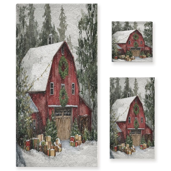 3 Piece Bath Towels Set Bath Towel, Hand Towel and Face Towel for Bathroom, Gym, Hotel Old Red Barn