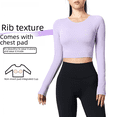 thumbnail image 1 of Ropa de yoga de otoño de manga larga para mujer, ropa corta ajustada de una pieza con almohadilla para el pecho, ropa deportiva para correr, entrenamiento y fitness, 1 of 3