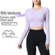 thumbnail image 1 of Ropa de yoga de otoño de manga larga para mujer, ropa corta ajustada de una pieza con almohadilla para el pecho, ropa deportiva para correr, entrenamiento y fitness, 1 of 3