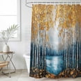 thumbnail image 6 of Blue Yellow Oil Painting Shower Curtain Set - Standard 72" x 72" Washable Bathtub Curtain with 12 Hooks, Modern Tree Art Contemporary Waterproof Fabric Stall Shower Curtains for Bathroom Décor, 6 of 6