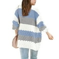 thumbnail image 2 of Girls Open Front Long Sleeve Cardigan Color Block Chunky Knit Oversized Kids Sweaters Coat, 2 of 3