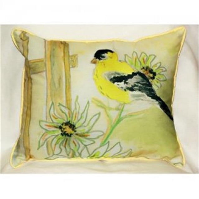 Betsy Drake HJ244 Betsys Goldfinch Jeter Oreiller- 16 x 20 Po.