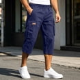 thumbnail image 4 of Resicozy Mens Long Cargo Shorts Below Knee with Pockets Lightweight Summer Baggy Classic Shorts Navy L, 4 of 7